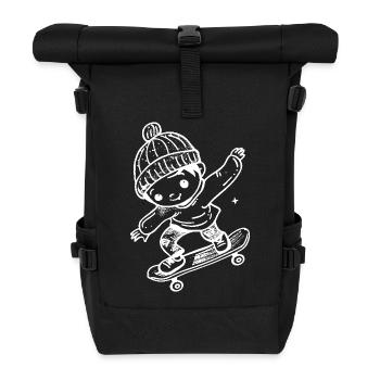 Skateboard Kid Comic - Roll Top Backpack - black - Front