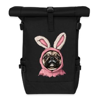 French Bulldog in Bunny Costume - Roll Top Backpack - black - Front