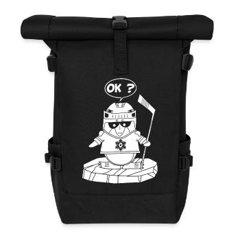 Weißer Sportpinguin - Rolltop Rucksack - Schwarz - Vorne