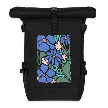 Gute Laune Blumen - blau - Rolltop Rucksack - Schwarz - Vorne