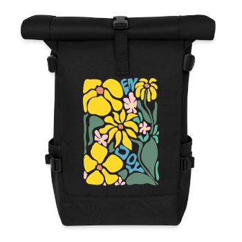 Gute Laune Blumen - gelb - Rolltop Rucksack - Schwarz - Vorne