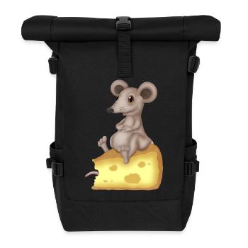 Cute mouse on cheese - Roll Top Backpack - black - Front