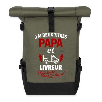 Vater und Lieferant Weihnachts-Vatertagsgeschenk-Idee - Rolltop Rucksack - Olive/Schwarz - Vorne