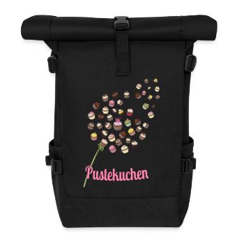 Pustekuchen – Lustiges Cupcake Design - Rolltop Rucksack - Schwarz - Vorne