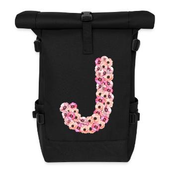 Monogramm J aus Blüten - Rolltop Rucksack - Schwarz - Vorne