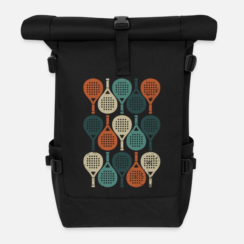 Vintage Padel | Retro Rackets Design - Rolltop Rucksack - Schwarz