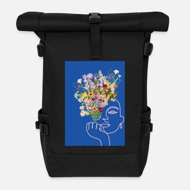 Blumenfrau - Rolltop Rucksack - Schwarz