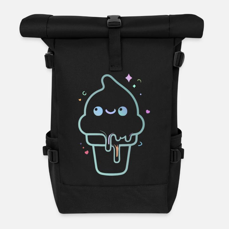 Glace kawaii pastel scintillante - Roll Top Backpack - black