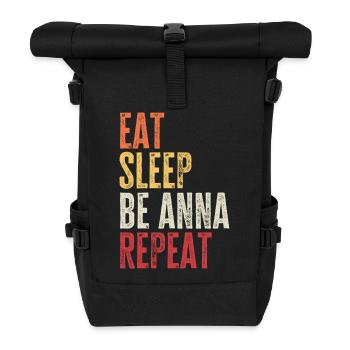 Eat Sleep Be Anna Repeat Retro Name - Roll Top Backpack - black - Front