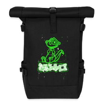 Neon-Graffiti-Hund mit grünen Streifen - Rolltop Rucksack - Schwarz - Vorne