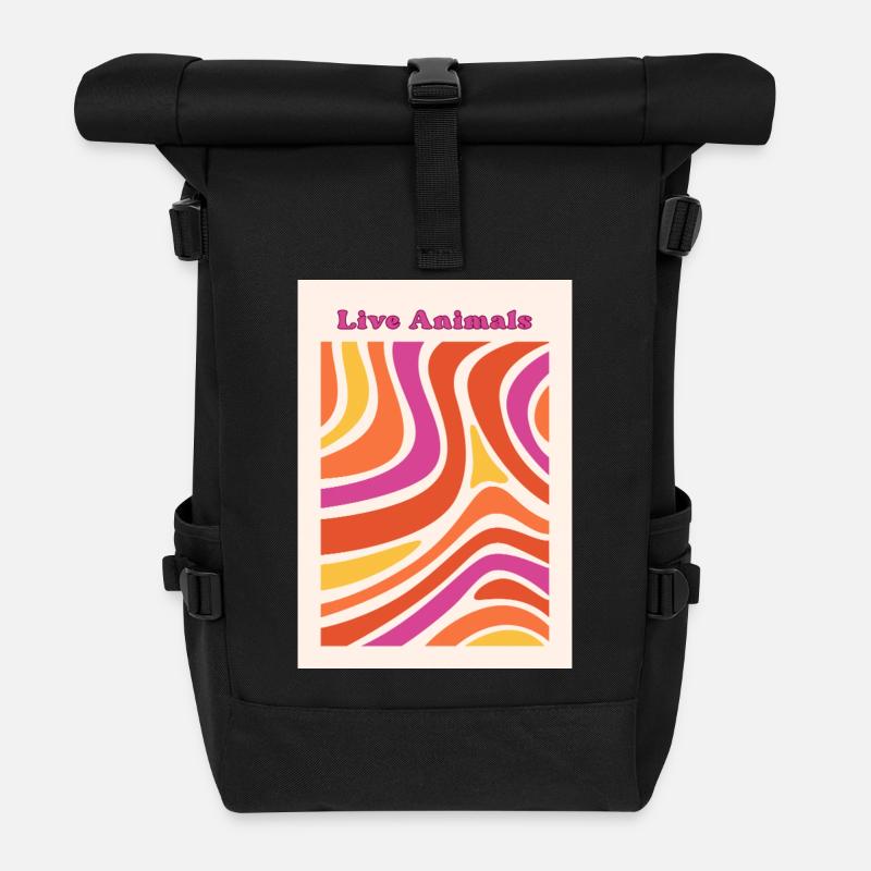 Lebendige Farbwellen - Rolltop Rucksack - Schwarz
