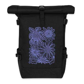 Blütenmuster - Rolltop Rucksack - Schwarz - Vorne