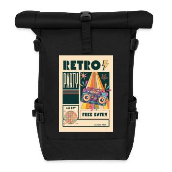 Retro Party Boombox Neon - Roll Top Backpack - black - Front