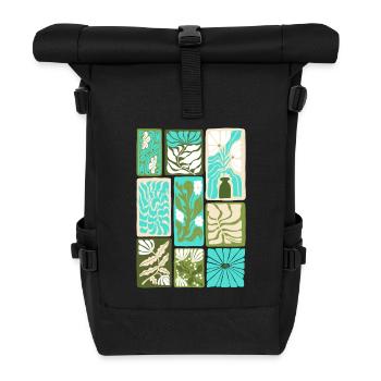 Mosaïque Botanique coloré - Sac à dos roll top - noir - Devant
