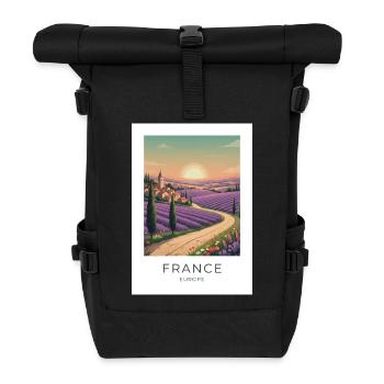 Lavendelfeld Provence France - Rolltop Rucksack - Schwarz - Vorne