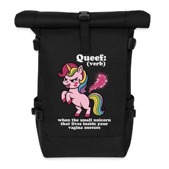 Hug unicorn with rainbow mane - Roll Top Backpack - black - Front