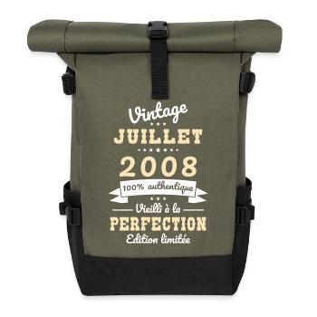 Anniversaire 18 ans - Vintage - Juillet 2008 - Sac à dos roll top - olive/noir - Devant