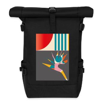 Geometrische Paradiesvogelblume Modern Retro Art - Rolltop Rucksack - Schwarz - Vorne
