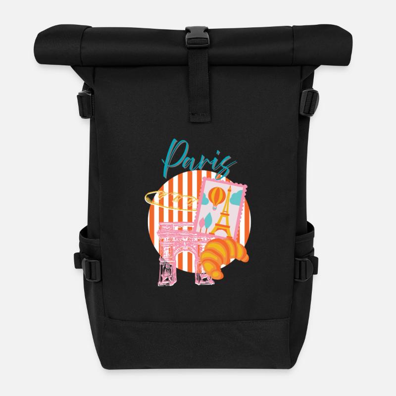 Pariser Bogen in Postkarte Lumière - Rolltop Rucksack - Schwarz