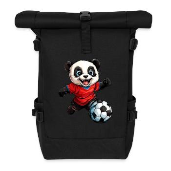 Fussball Pandas - Rolltop Rucksack - Schwarz - Vorne
