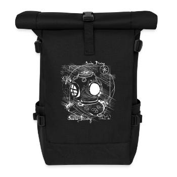 Taucherhelm Skizze Tauchen Retro Da Vinci - Rolltop Rucksack - Schwarz - Vorne
