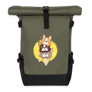 French Bulldog IceCream Scoop - Frenchie Summer - Roll Top Backpack - olive/black - Front