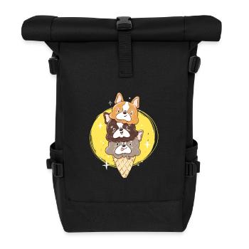Boule de glace bouledogue français - Frenchie Summer - Sac à dos roll top - noir - Devant