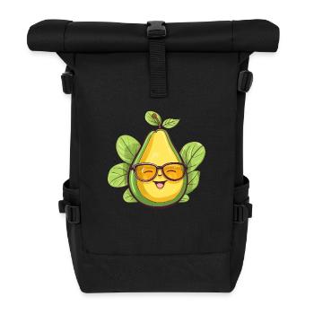 Poire Kawaii avec lunettes Nerd: Fruity Geek - Sac à dos roll top - noir - Devant