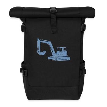 Silhouette de conducteur de pelle - Opérateur d’équipement de construction - Sac à dos roll top - noir - Devant