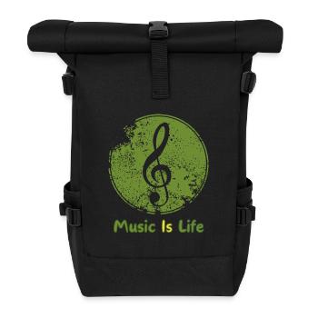 Music Is Life - Sac à dos roll top - noir - Devant