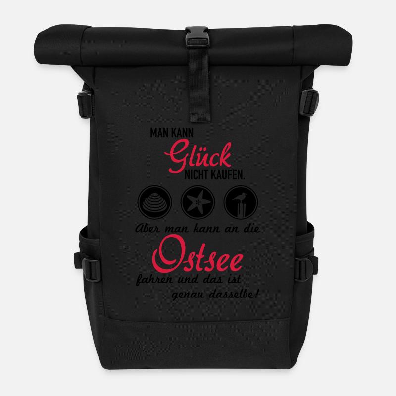 Glück Ostsee - Rolltop Rucksack - Schwarz