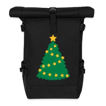 Weihnachtsbaum - Rolltop Rucksack - Schwarz - Vorne