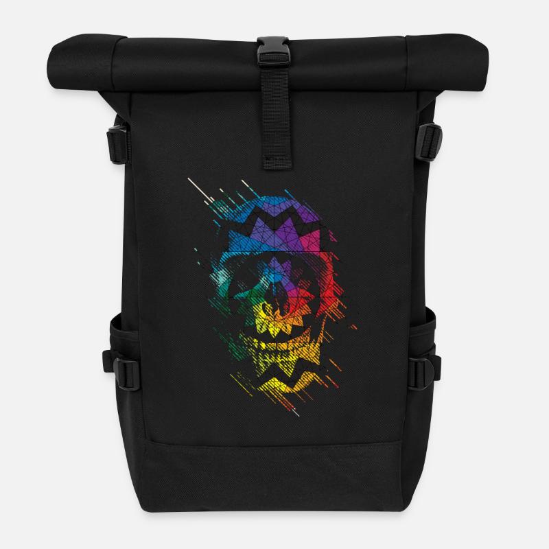 Crâne géométrique - Sac à dos roll top - noir