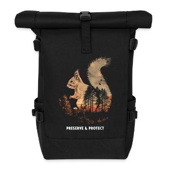 Preserve & Protect Eichhörnchen Baumhörnchen Wald - Rolltop Rucksack - Schwarz - Vorne