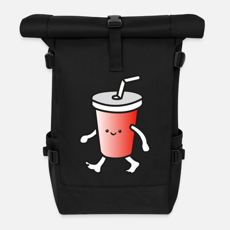 Lustiger Laufender Trinkbecher Cartoon - Rolltop Rucksack - Schwarz