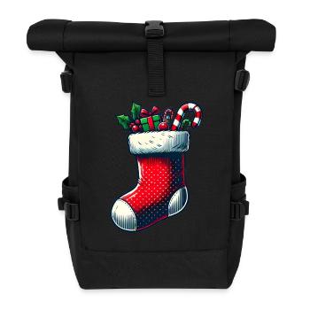 Weihnachtsstrumpf - Rolltop Rucksack - Schwarz - Vorne
