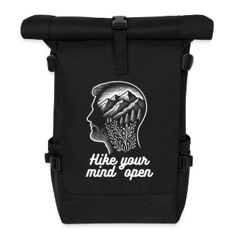 Hike your min open - Nature-inspired design - Roll Top Backpack - black - Front