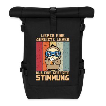 Lieber eine gereizte Leber als gereizte Stimmung - Rolltop Rucksack - Schwarz - Vorne