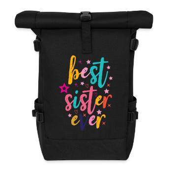 Beste Schwester - Rolltop Rucksack - Schwarz - Vorne