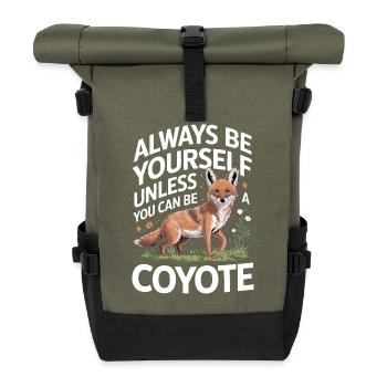Coyote Animal Funny - Roll Top Backpack - olive/black - Front