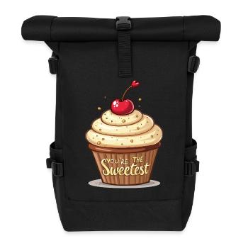 Der süßeste Cupcake der Liebe - Rolltop Rucksack - Schwarz - Vorne