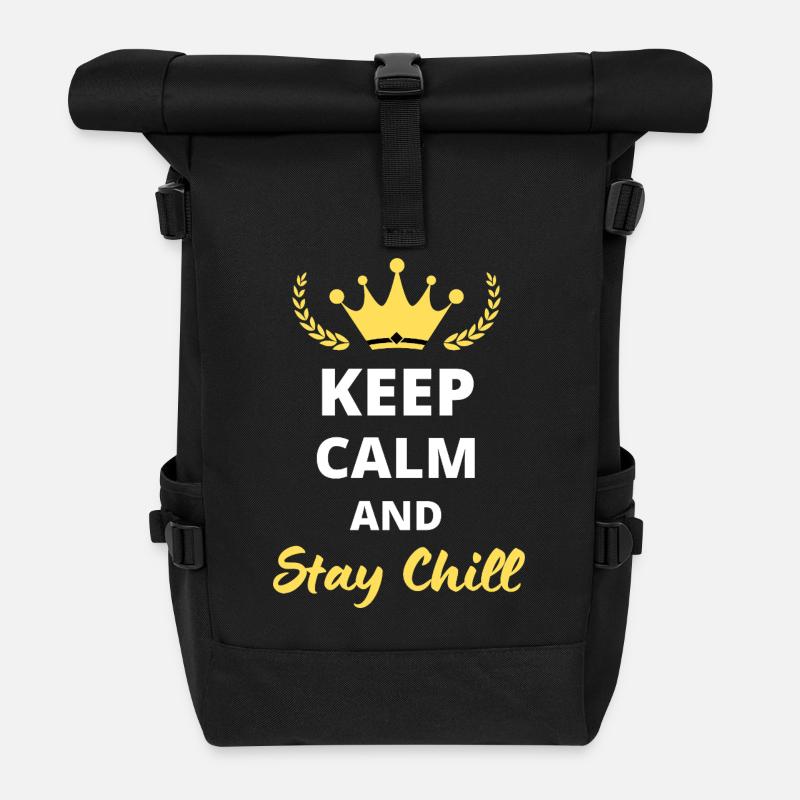 Bleiben Sie ruhig und bleiben Sie entspannt - Rolltop Rucksack - Schwarz