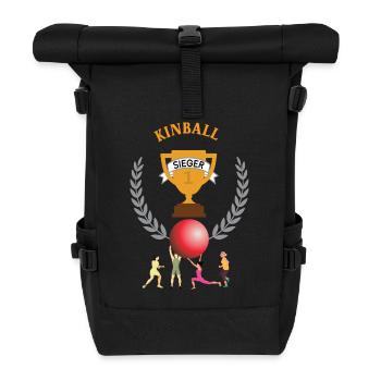 Kinball Sieger Gewinner Turnier Meisterschaft - Rolltop Rucksack - Schwarz - Vorne