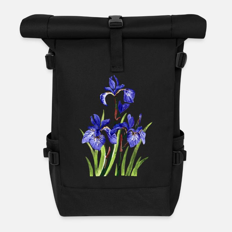Blumen - Rolltop Rucksack - Schwarz