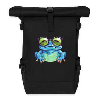 Süßer Frosch mit Brille – Nerdiges - Rolltop Rucksack - Schwarz - Vorne