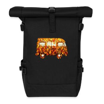 Autumn motorhome: Under colorful foliage - Roll Top Backpack - black - Front