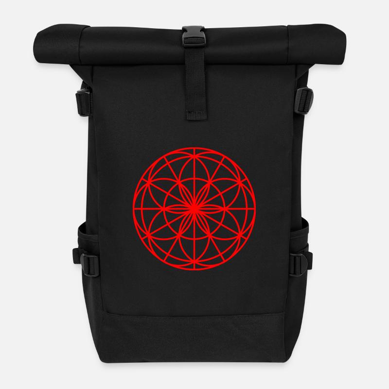 Mandala Spirit light red - Roll Top Backpack - black