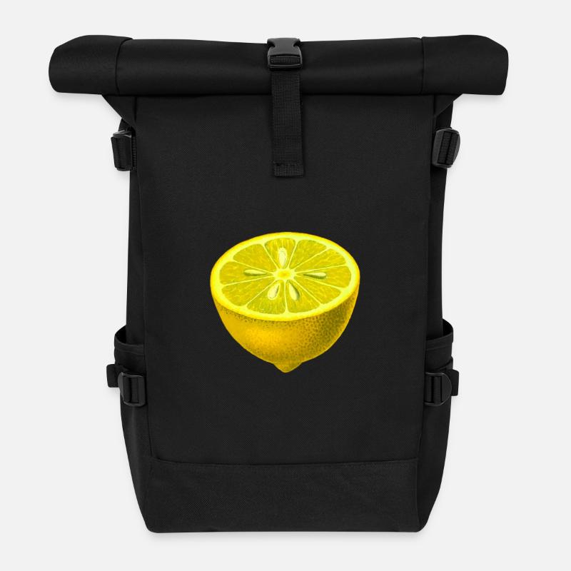 Zitrone - Rolltop Rucksack - Schwarz