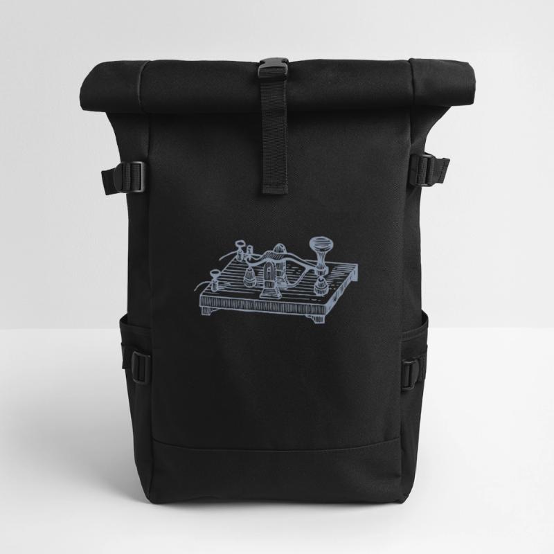 Vintage Morse Code Device, Retro Communication Roll Top Backpack