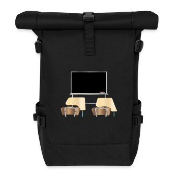 Klassenraum Schule Stuhl Tisch Stühle - Rolltop Rucksack - Schwarz - Vorne